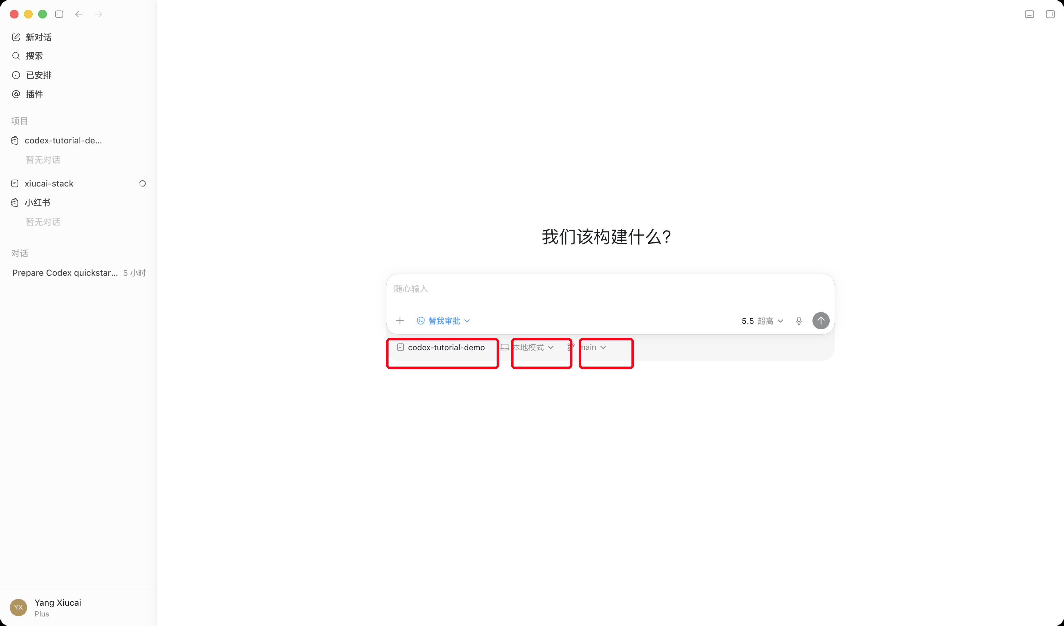 Codex 项目选择界面