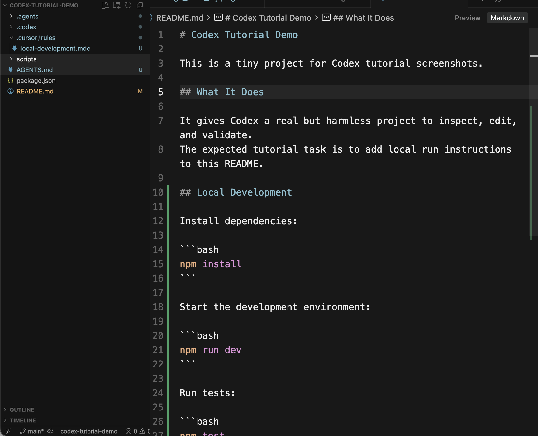Cursor 执行后的 README 结果